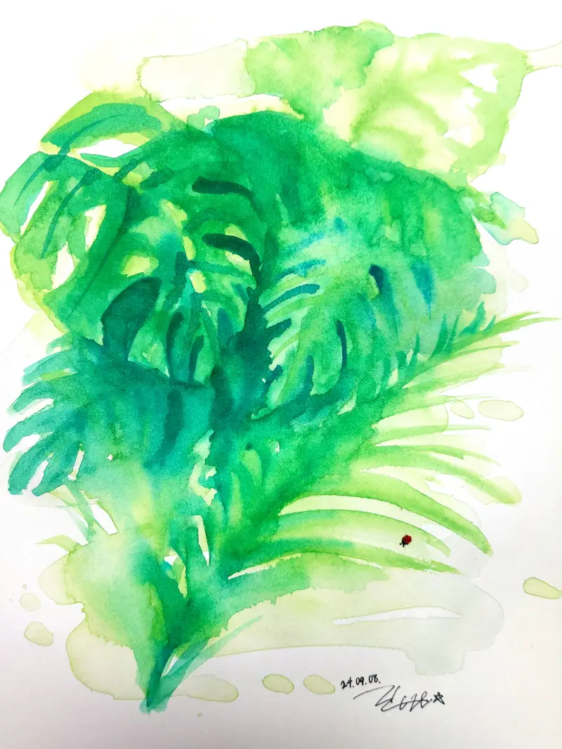 드로잉,드로잉로그,수채화,고채물감,여름식물