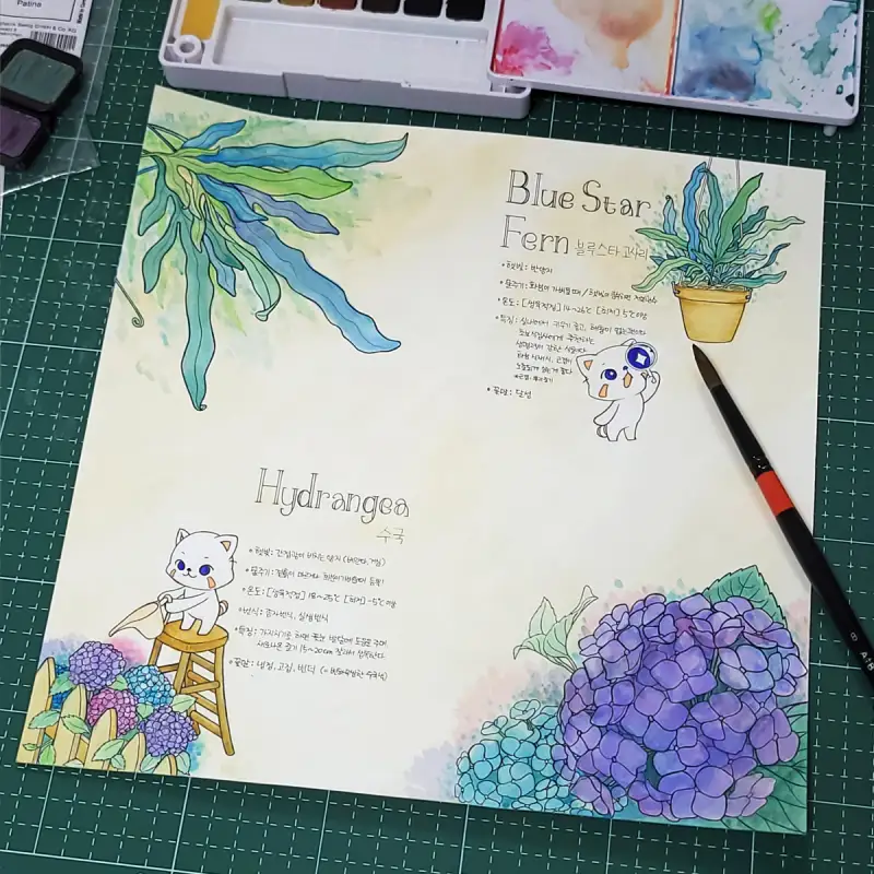 사쿠라코이고체수채화물감,수채화,꽃그림,반죽이