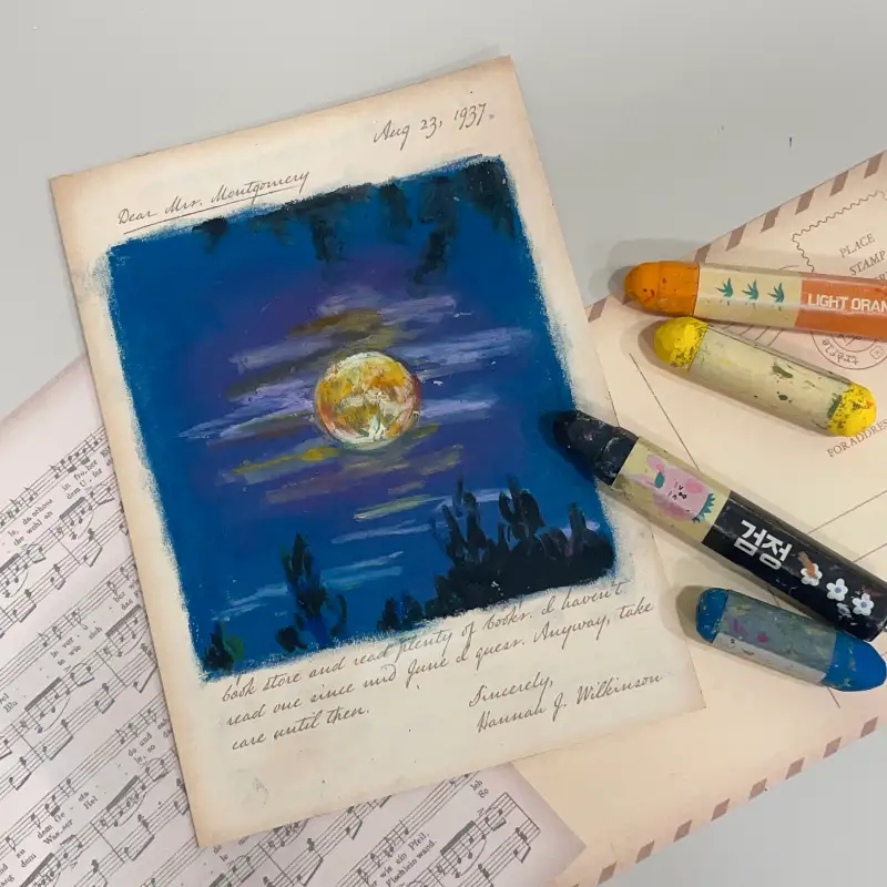 새미,크레파스,오일파스텔