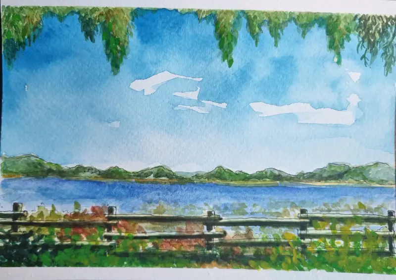 드로잉화방넷,2주차,하늘,공원풍경,수채화