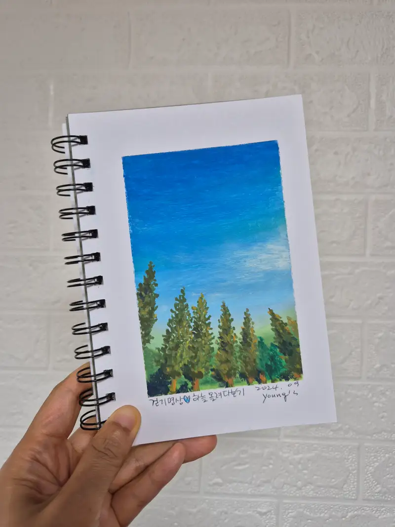 드로잉로그,그림습관,하늘,오일파스텔,화방넷드로잉로그