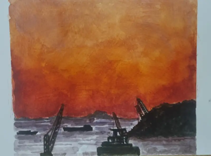 드로잉화방넷,2주차,하늘,저녁노을,수채화