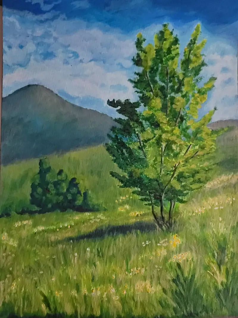 드로잉로그,화방넷,들녘위하늘,아크릴화