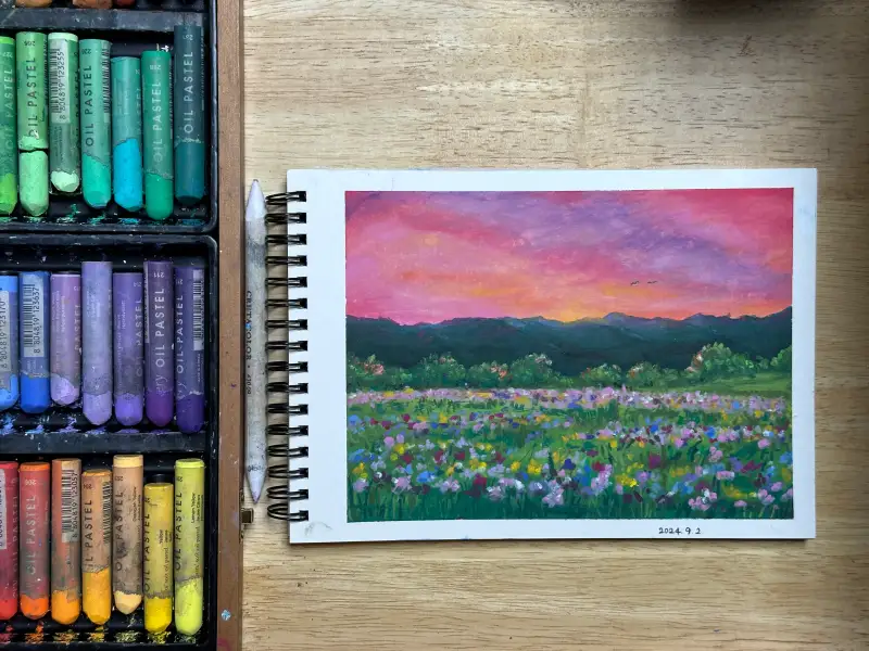 화방넷드로잉로그,드로잉로그,여름하늘,그림습관,오일파스텔