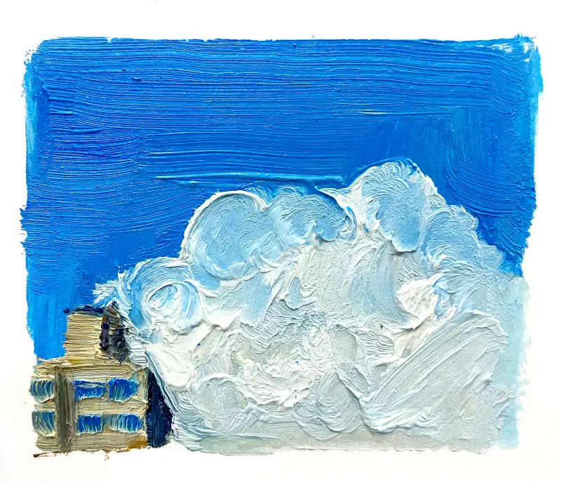 유화,갬블린,유화물감,홀베인,홀베인유화물감,종이팔레트,팔레트,티타늄화이트,화홍,화홍붓,하늘,하늘그림,유화그림