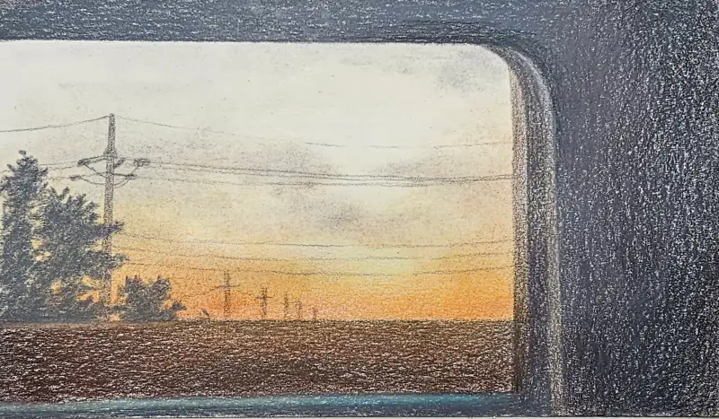 화방넷드로잉로그,하늘,노을,색연필화,prismacolor