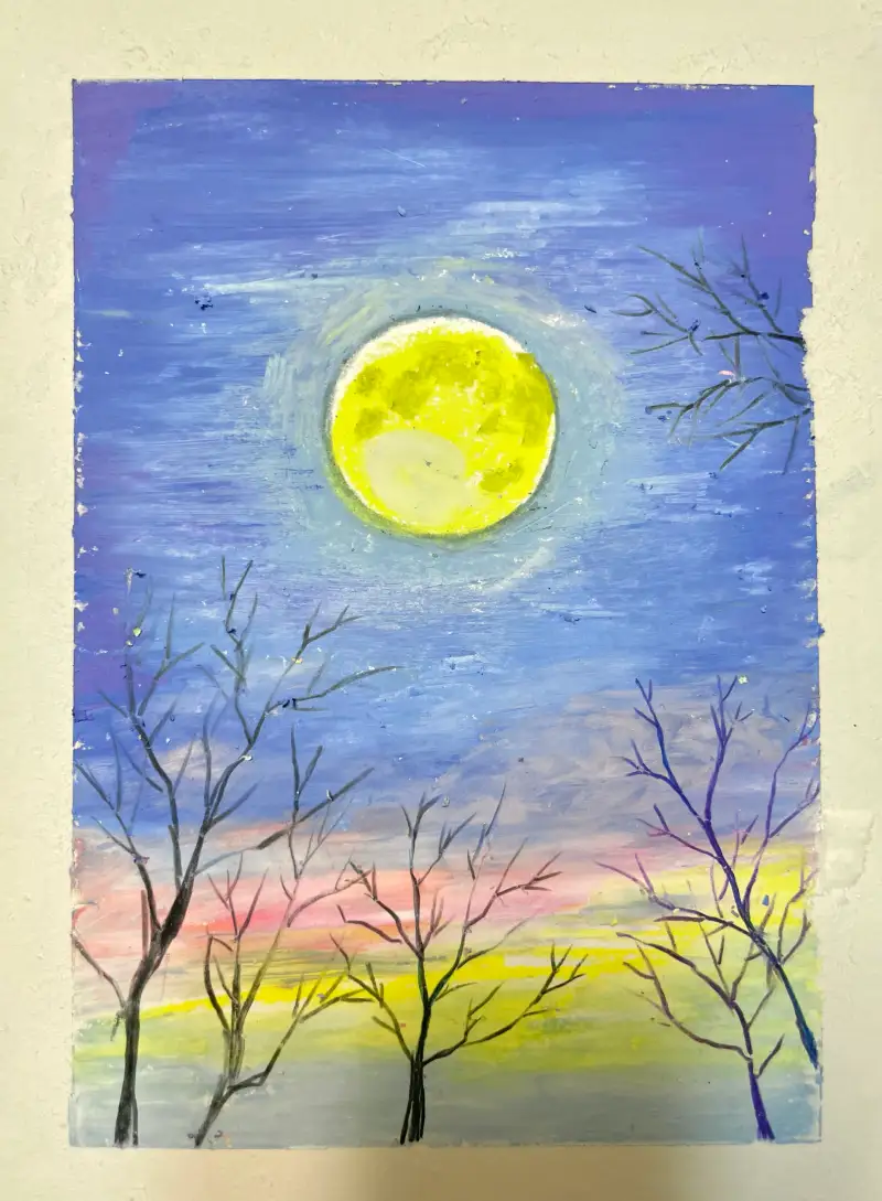 하늘그리기,보름달그리기,오일파스텔,화방넷,화방넷드로잉로그,드로잉로그