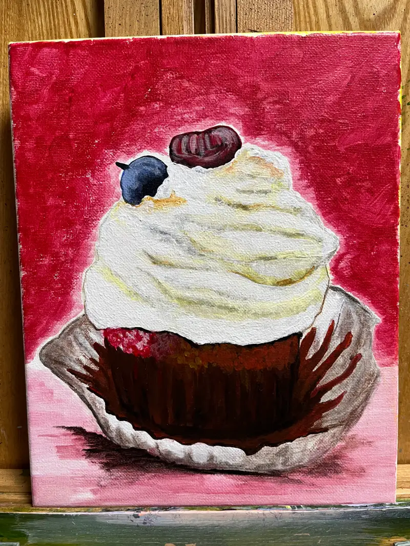 화방넷드로잉로그,디저트,컵케이크,아크릴화,아크릴물감