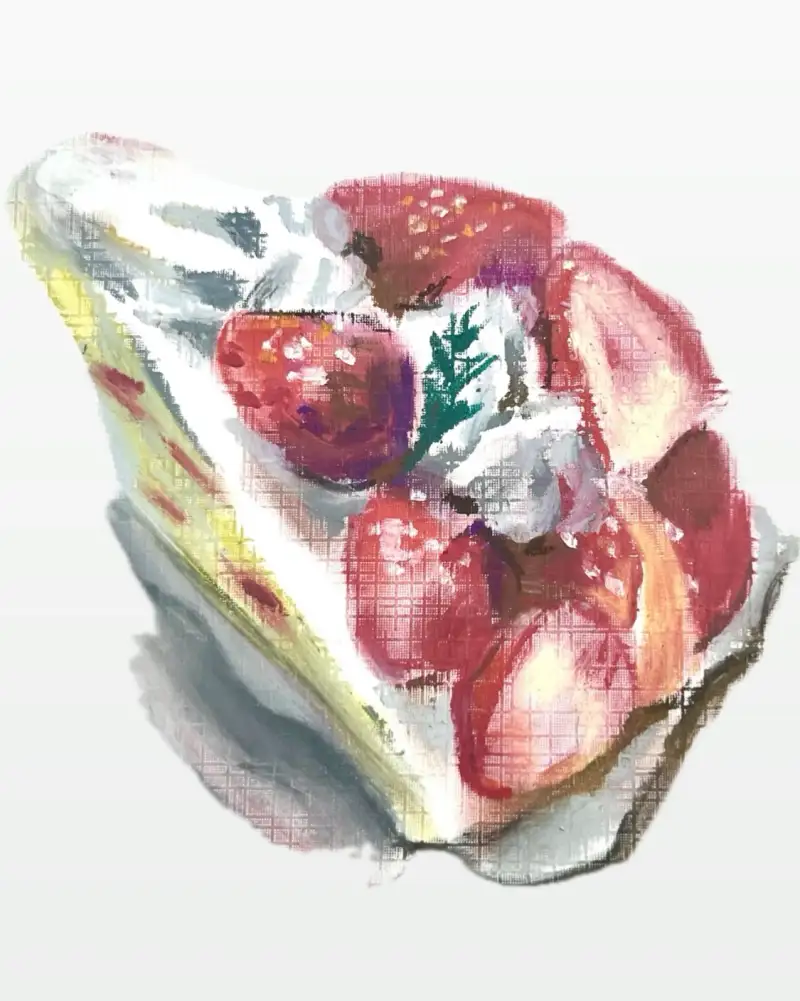 드로잉로그,디저트,케이크,딸기,딸기케이크,오일파스텔,파스텔