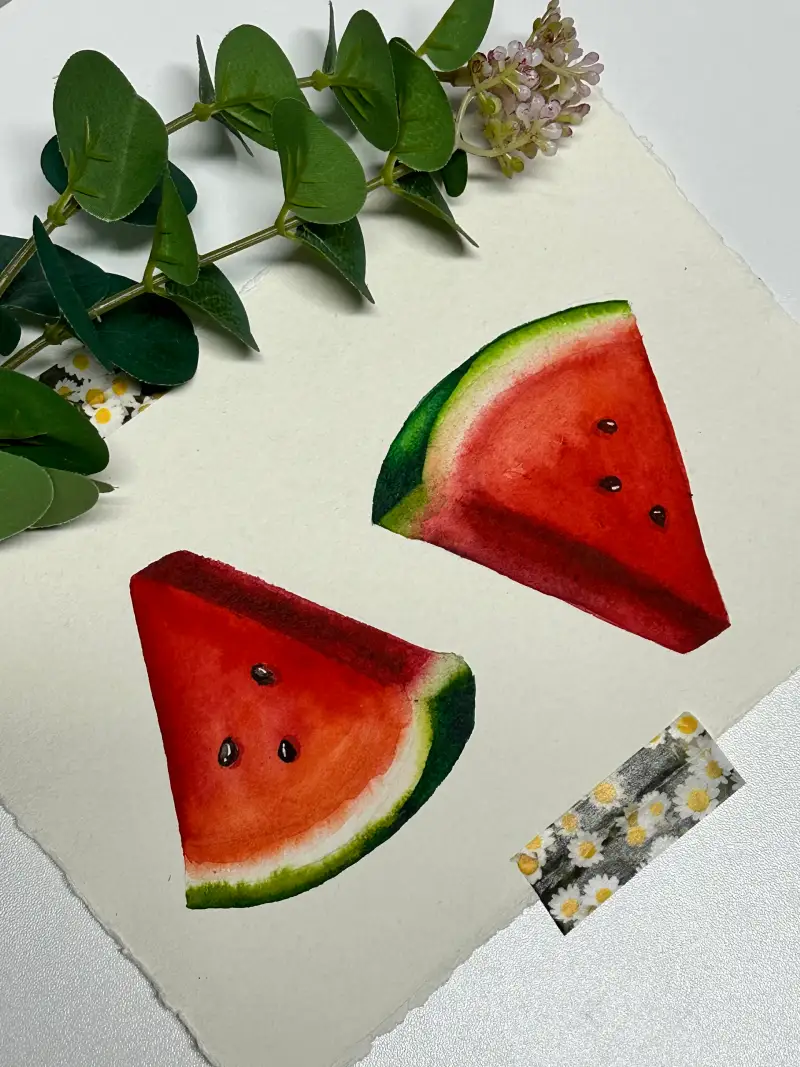 수박그리기,수채화