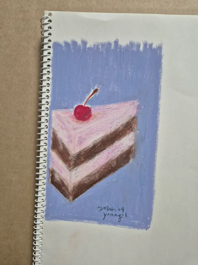 딸기크림쵸코케이크,화방넷드로잉로그,디저트,그림습관,드로잉로그