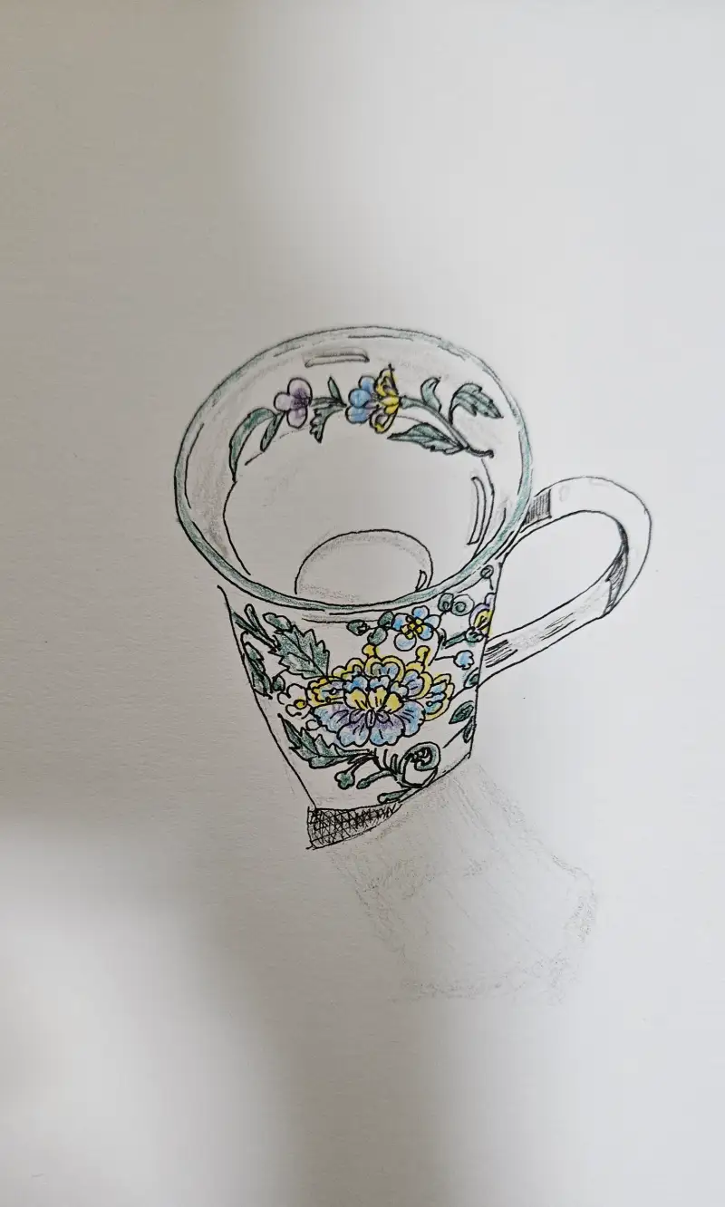 화방넷드로잉로그,물,머그잔,꽃그림컵