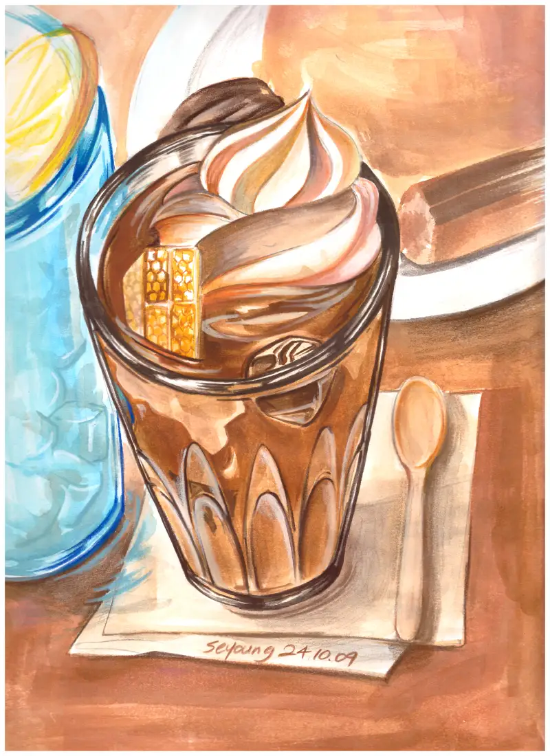 드로잉로그챌린지,드로잉로그,컵,커피,첫번째그림,수채화,카페에서