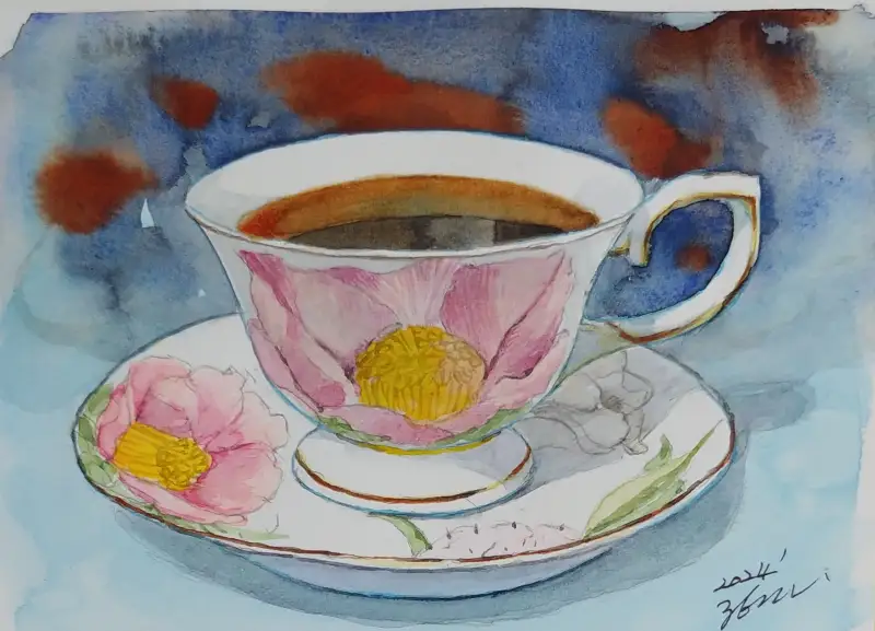 화방넷,드로잉로그,1주차,찻잔,수채화
