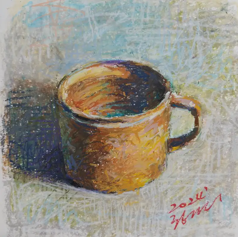 화방넷,드로잉로그,컵,오일파스텔