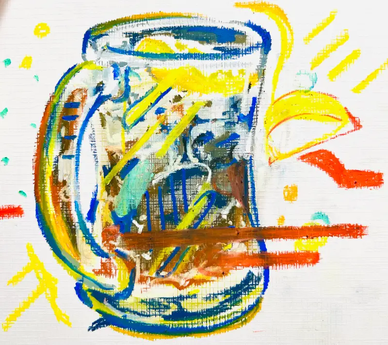 까렌다쉬,오일파스텔,드로잉로그,유리컵