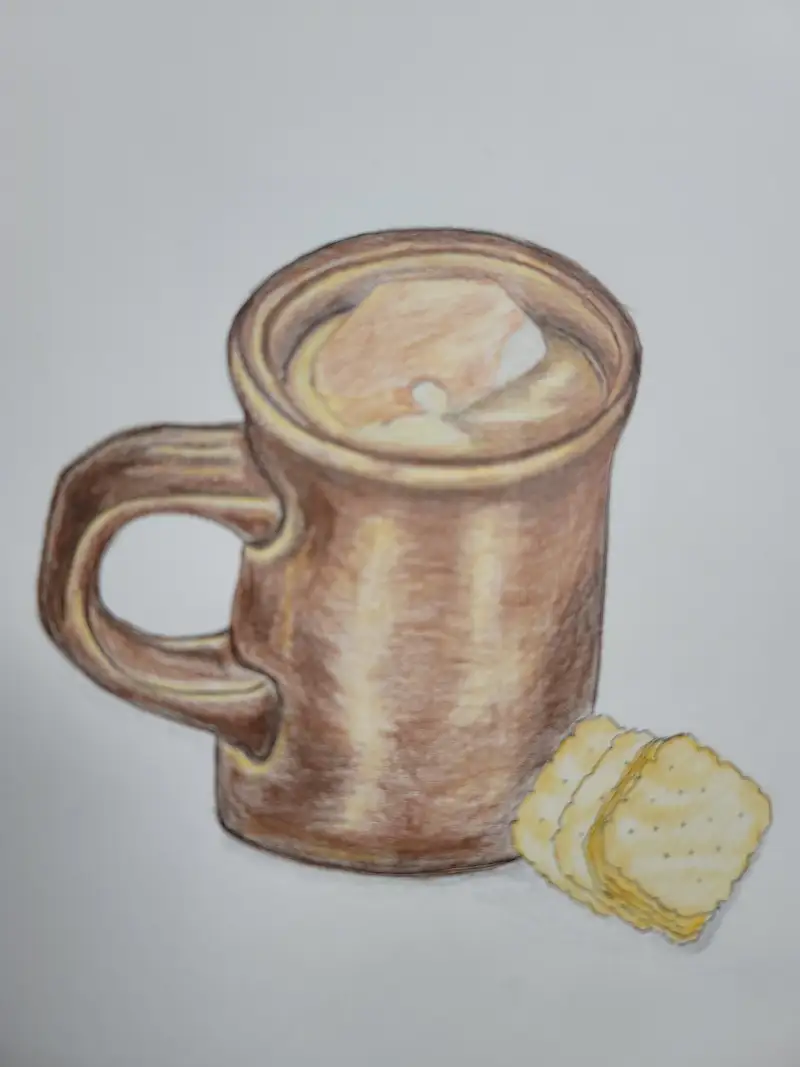 드로잉로그,화방넷,두번째챌린지,색연필화,커피잔이있는풍경