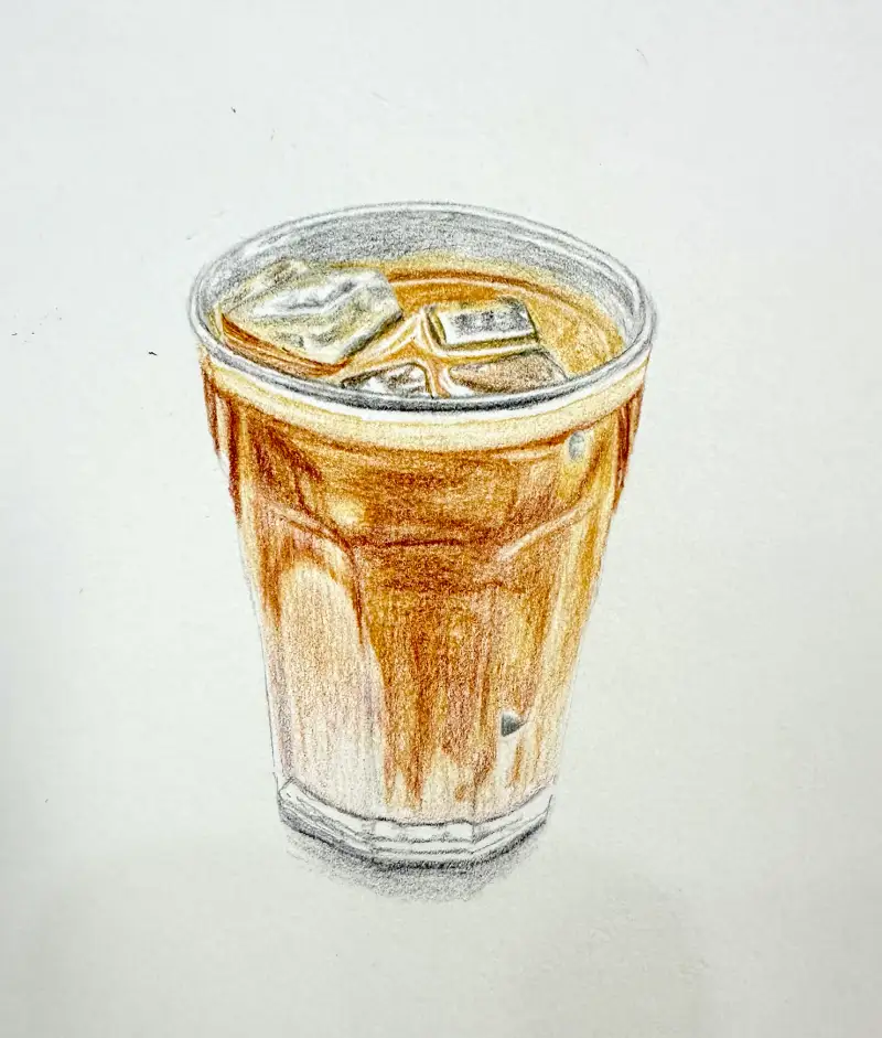 화방넷드로잉로그,드로잉로그,카페라떼아이스,수채색연필