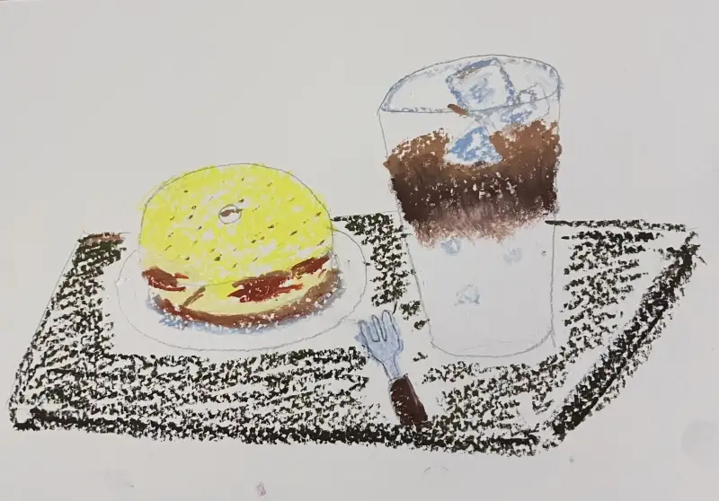 드로잉로그,문교오일파스텔,도너츠