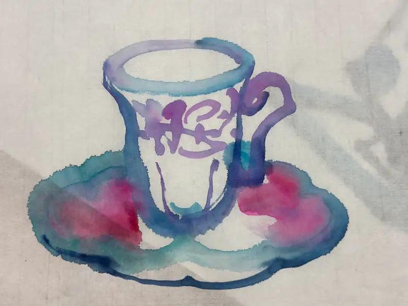 드로잉로그,화방넷드로잉로그,컵,먹그림