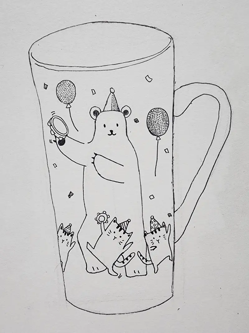 드로잉로그2기,1주차,컵,볼펜