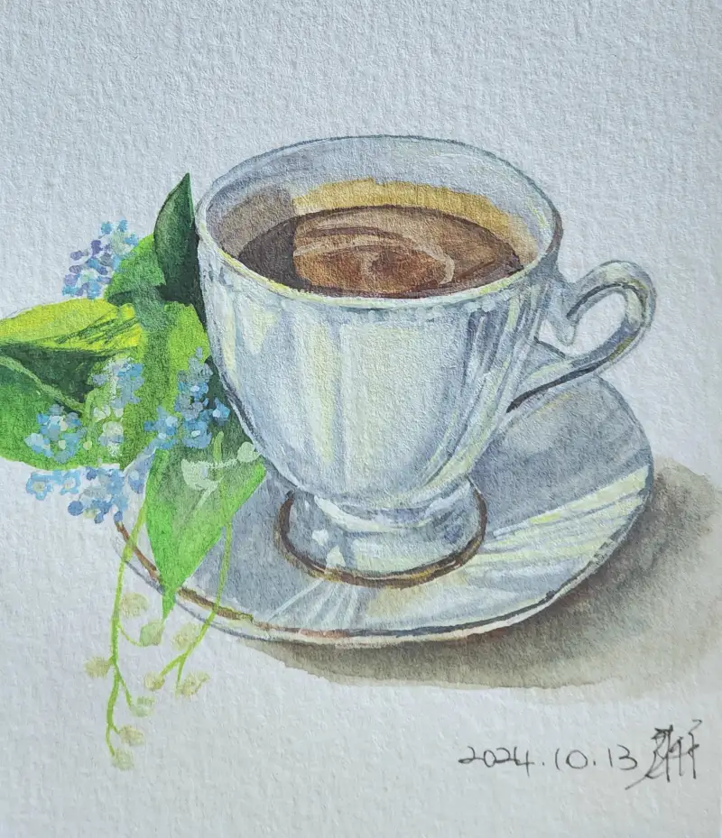 드로잉로그,화방넷드로잉로그,컵그림,미젤로과슈,커피잔