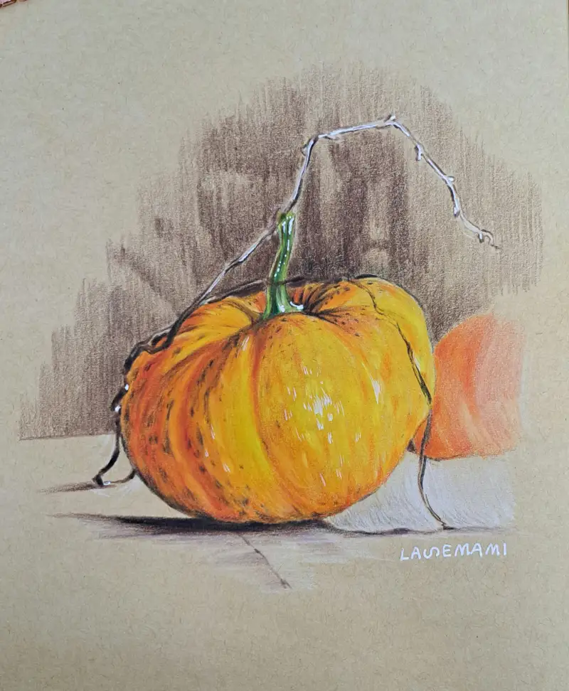 화방넷드로잉로그,화방넷드로잉로그2기,호박그리기,펌킨,라이트패스트,크로마플로우,색연필,하네뮬레,크래프트지,화이트브러쉬펜