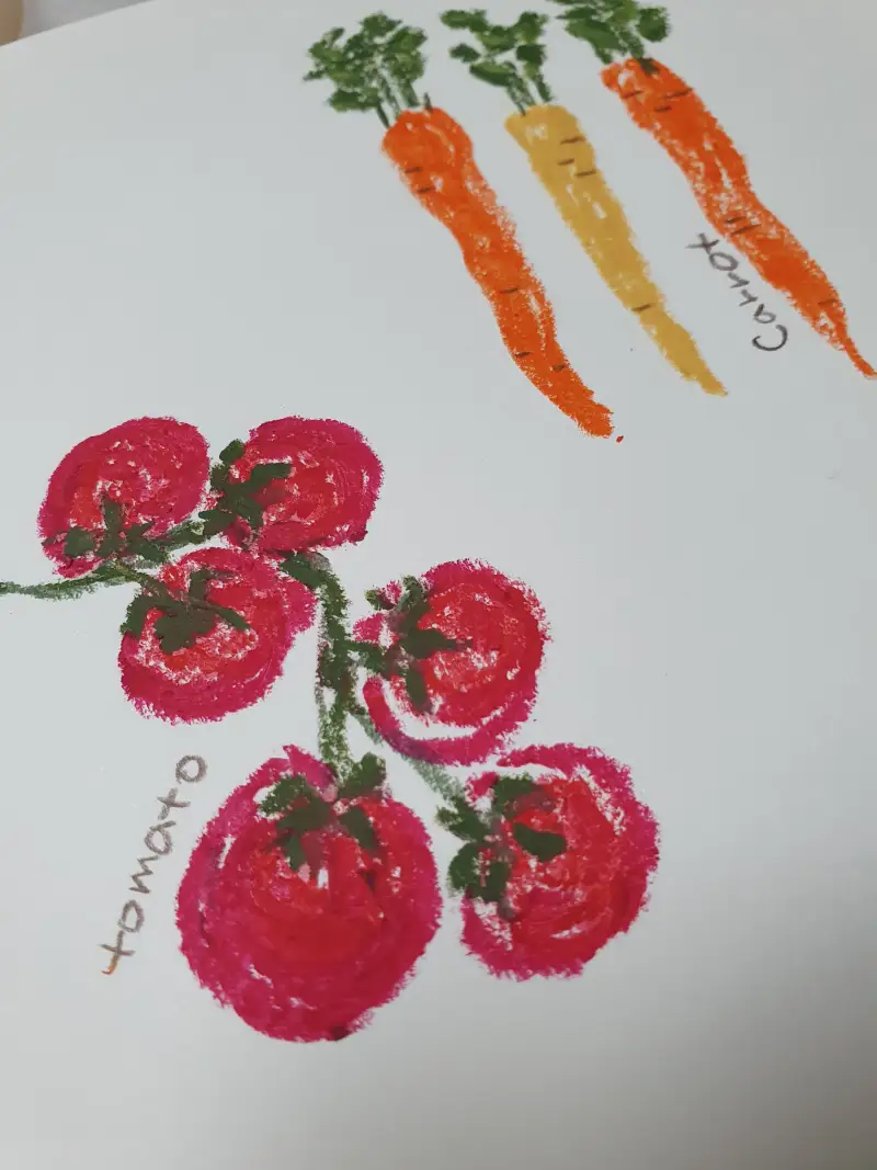 드로잉로그,화방넷드로잉로그,야채,토마토,당근