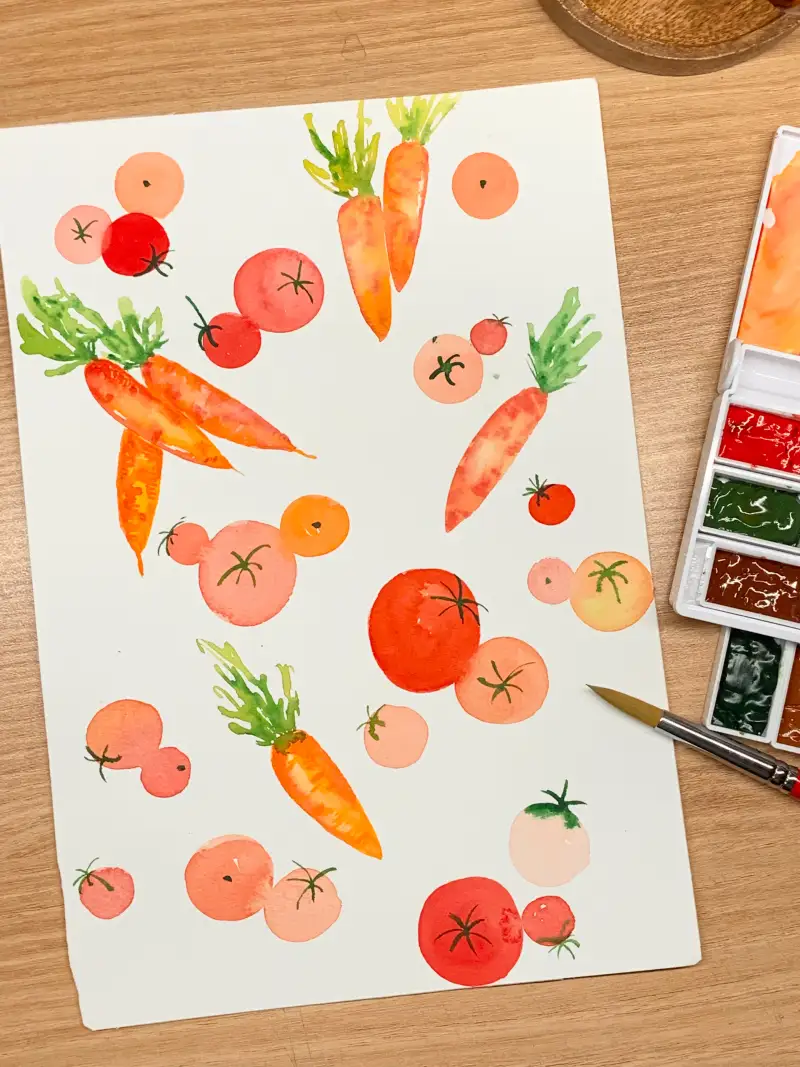 화방넷드로잉로그,채소,야채,수채화