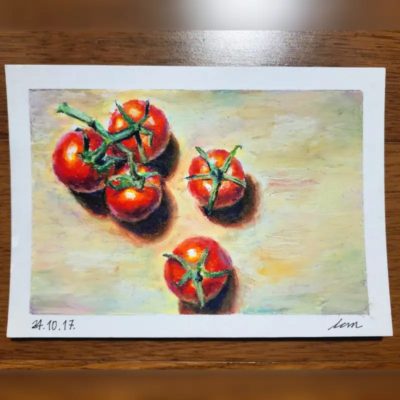 방울토마토,오일파스텔