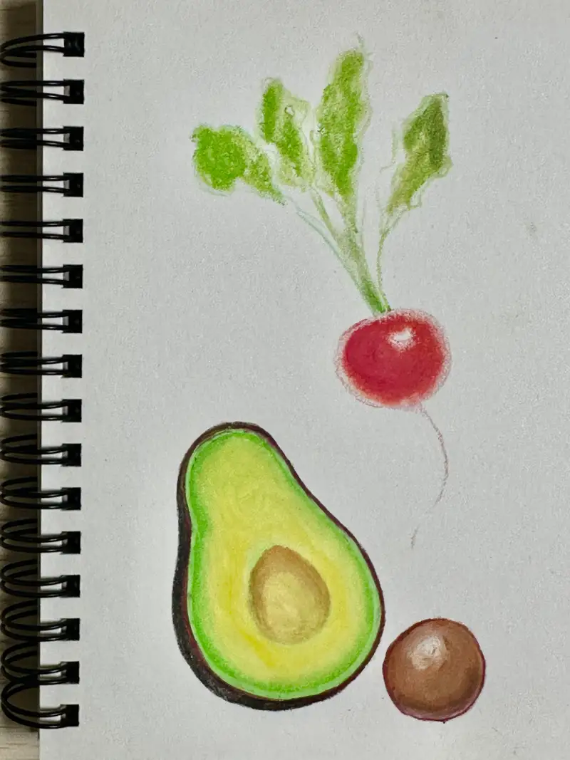 드로잉로그,채소,오일파스텔