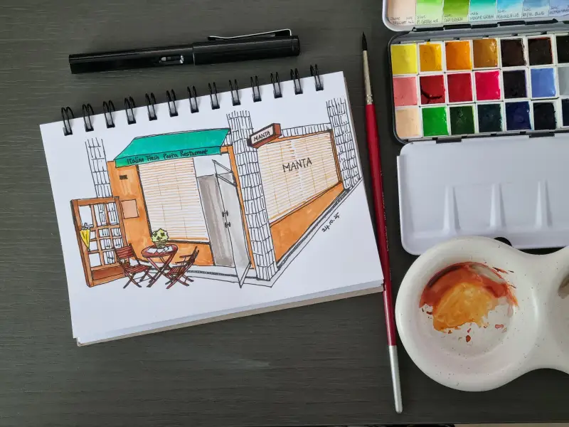 화방넷드로잉로그,가게그리기,어반수채화