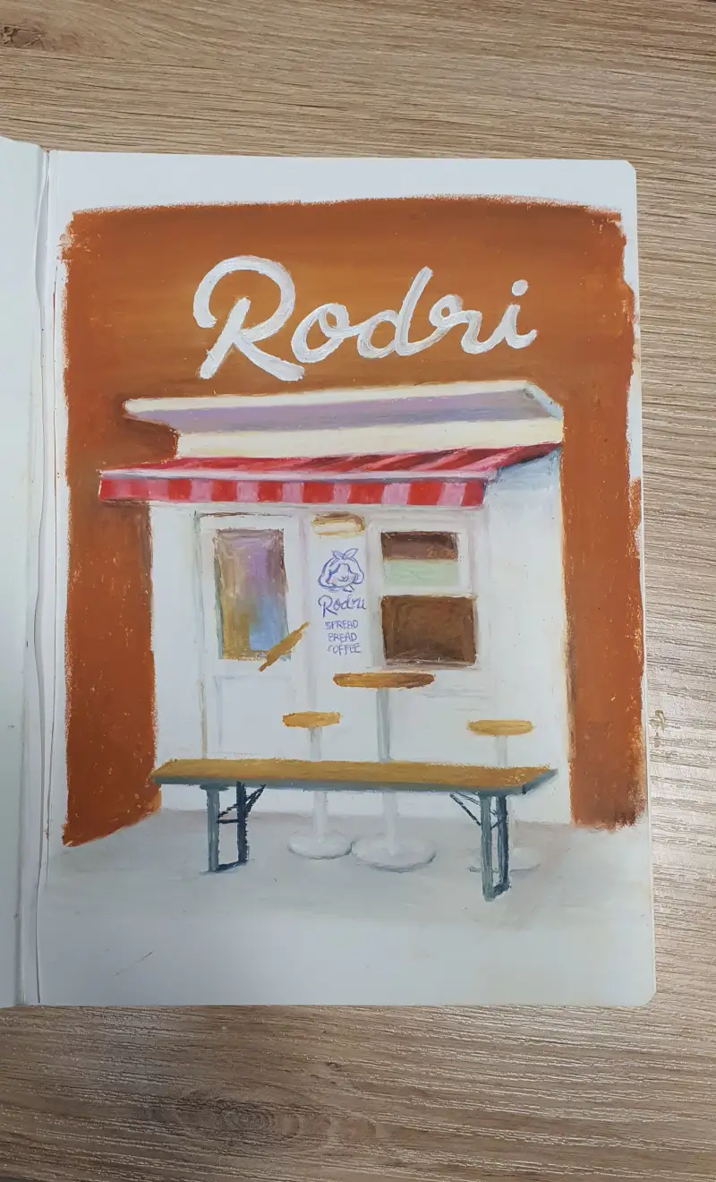 가게그리기,드로잉로그,오일파스텔