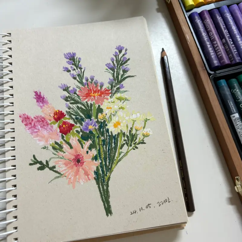 문교,오일파스텔72색,오일파스텔목함세트,오일파스텔꽃그림