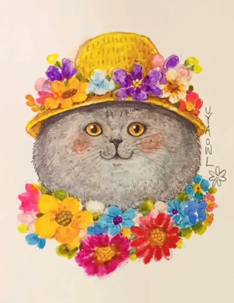 고양이,고양이그림,문교오일파스텔,수채오일파스텔,에보니,사쿠라젤리롤펜,프리즈마유성색연필,수채화