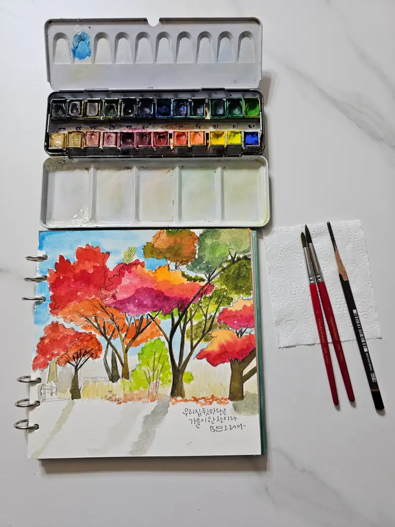 문교고체물감24색,화홍붓,4,5호