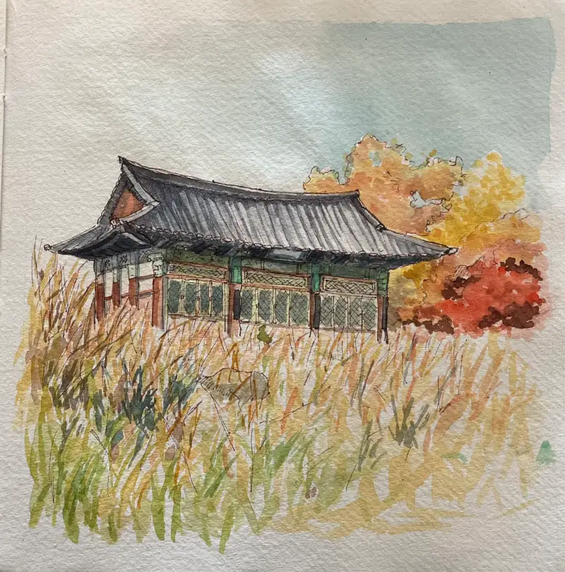 드로잉로그,첫챌린지,가을풍경,보광사,행복한취미생활