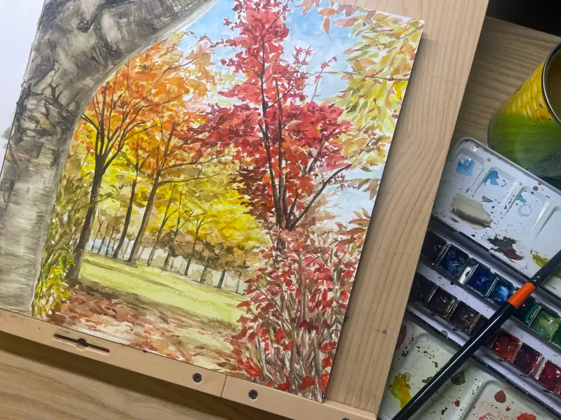 세르지오아쿠아렐수채패드중목,신한수채화물감,화홍700R브러쉬,마무리덧칠,에라모르겠다