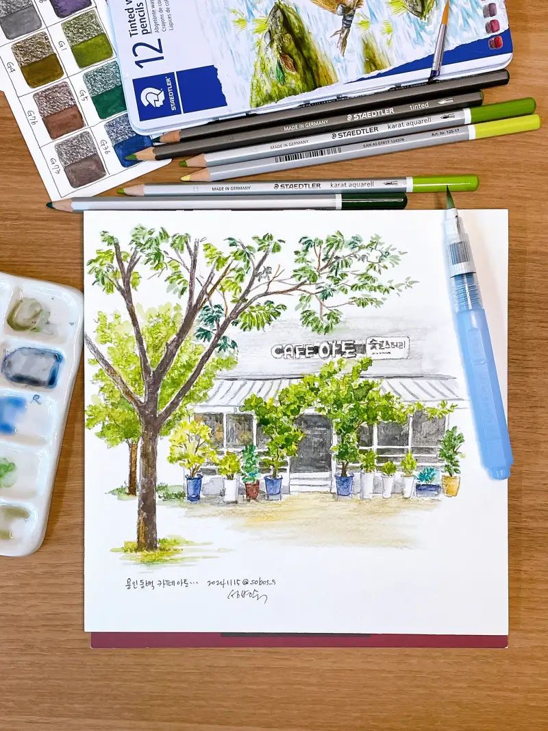 스테들러,수채색연필,틴트색연필,스테들러색연필,스테들러카라트,색연필드로잉,색연필화