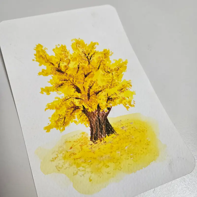 은행나무,콘테,수채화