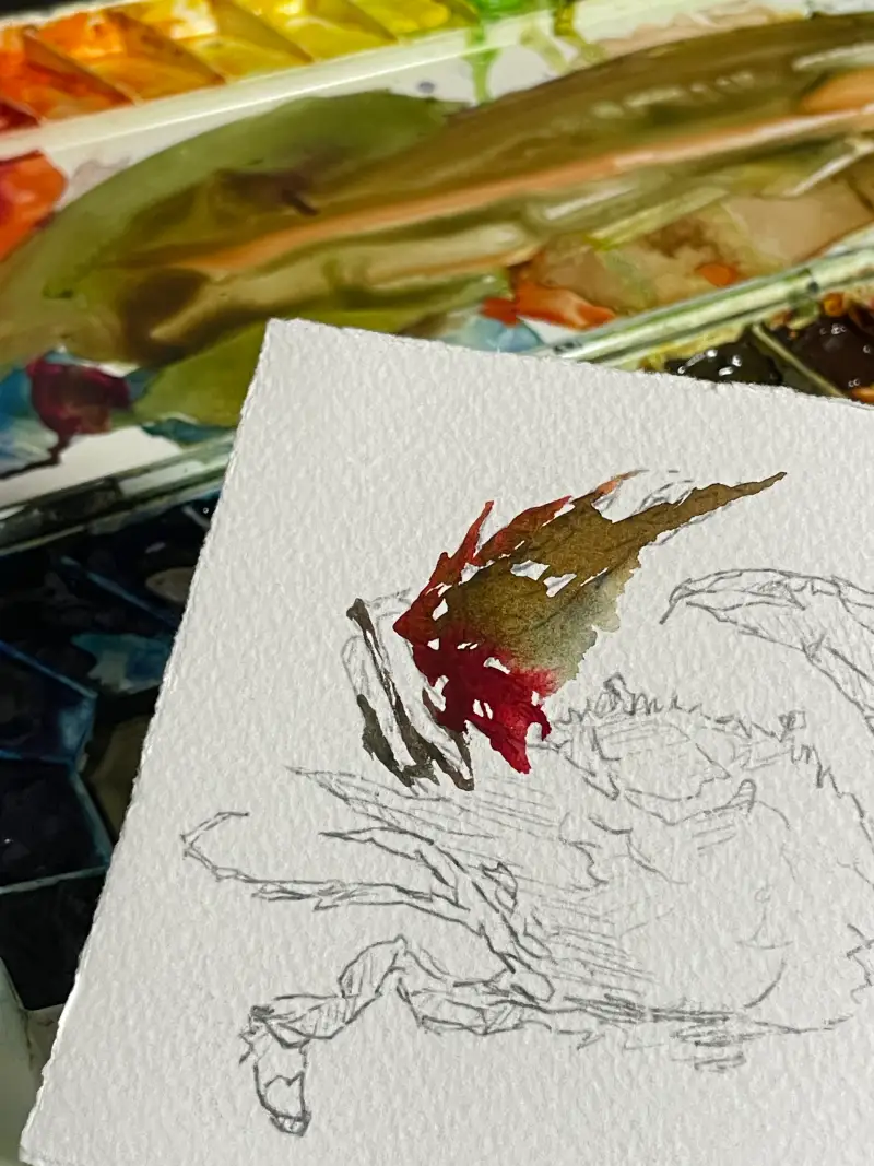 수채화,번지기,꽃게그림,음식드로잉,드로잉로그챌린지,화방넷