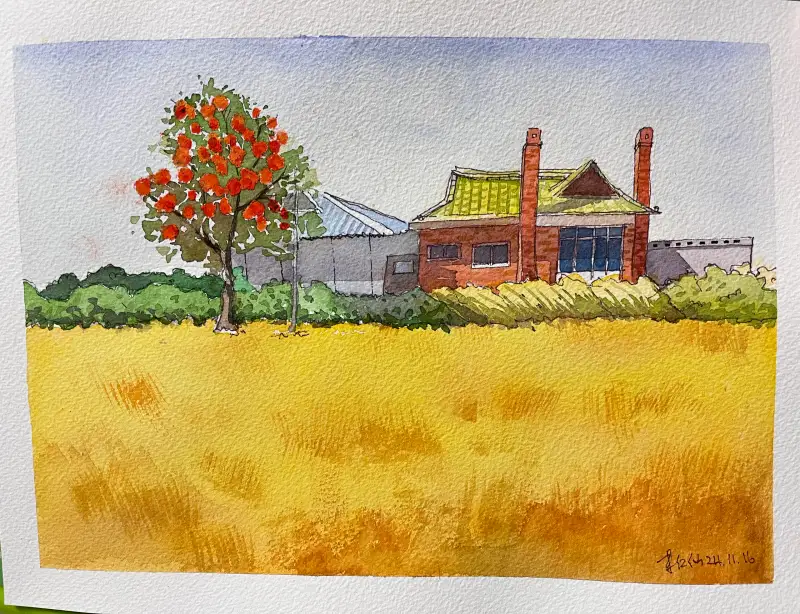 드로잉로그3기3중차,가을그리기,수채화,홀베인수채물감,지에서오일파스텔,아르쉬수채패드