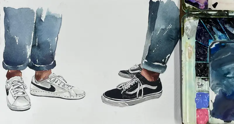 신발,나이키,반스,드로잉로그,챌린지,화방넷드로잉로그,신발그리기,미젤로골드미션,수채화,수채화그림