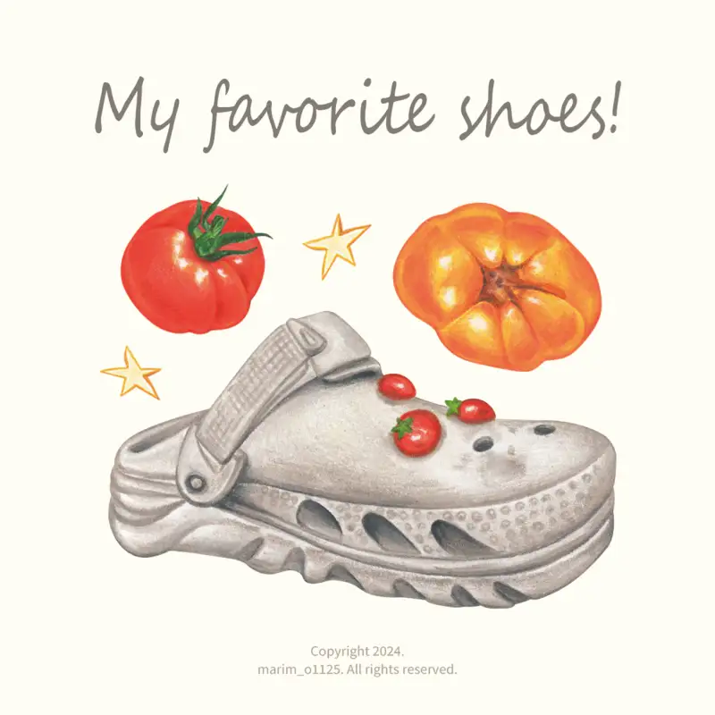 드로잉로그,화방넷드로잉로그,크록스,신발,토마토,자연물