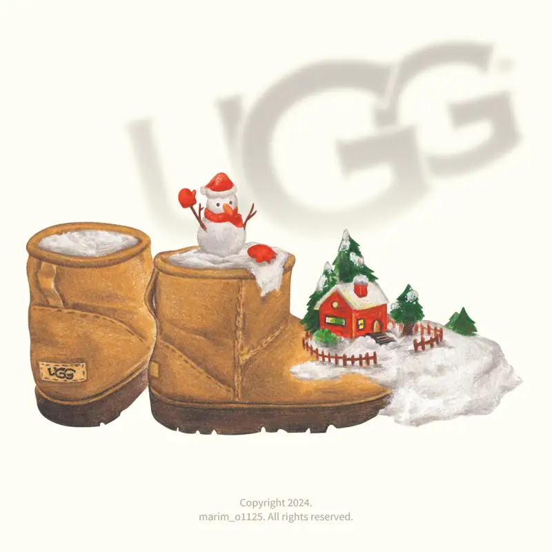 어그부츠,신발,애착신발,겨울,크리스마스,프리즈마,드로잉로그