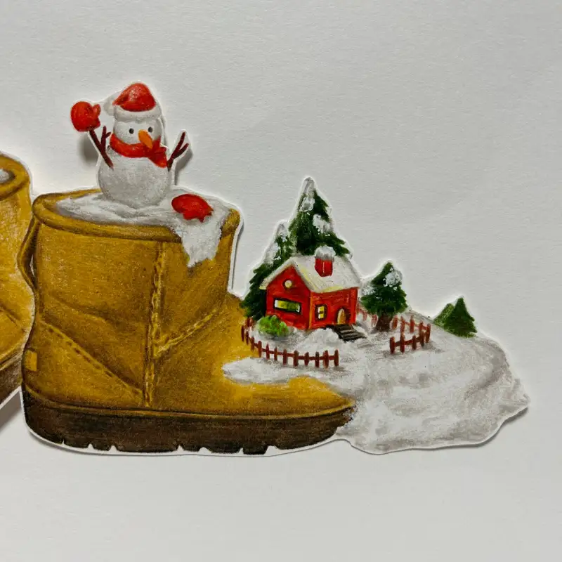 프리즈마색연필,프리즈마,손그림,색연필화,어그부츠,겨울,눈사람