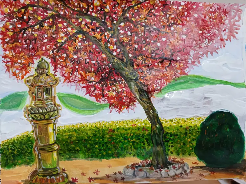 화방넷드로잉로그,1주차가을,단풍,완성,아크릴물감