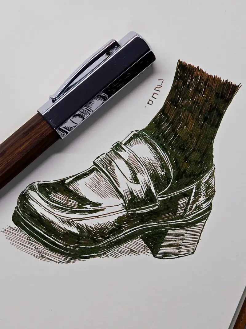 드로잉로그,화방넷드로잉로그,신발,구두,만년필