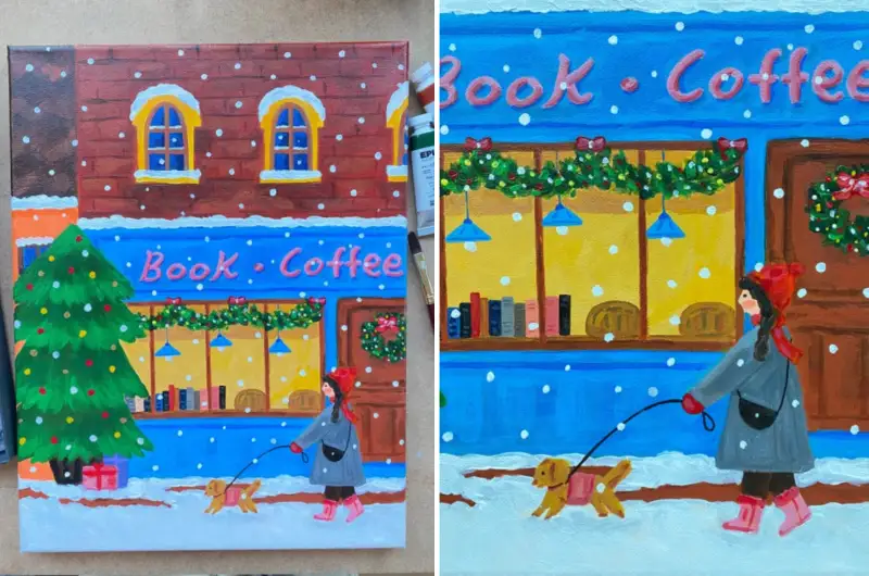 에필아크릴물감,나리일러스트,겨울그림