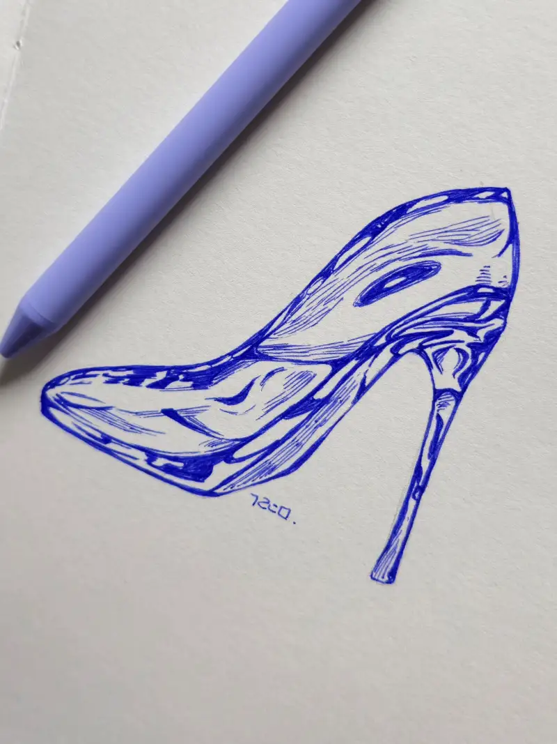 드로잉로그,화방넷드로잉로그,유리구두,신발,펜그림,펜화